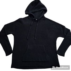 Aerie Black Waffle Knit Hoodie sz XS
